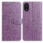 For Samsung Galaxy A03 Core Daisy Embossed Leather Phone Case(Light Purple)