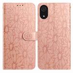 For Samsung Galaxy A03 Core Daisy Embossed Leather Phone Case(Rose Gold)