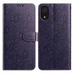 For Samsung Galaxy A03 Core Daisy Embossed Leather Phone Case(Dark Purple)