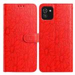 For Samsung Galaxy A03 Daisy Embossed Leather Phone Case(Red)