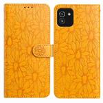 For Samsung Galaxy A03 Daisy Embossed Leather Phone Case(Yellow)