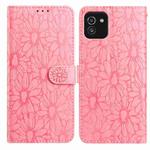 For Samsung Galaxy A03 Daisy Embossed Leather Phone Case(Pink)