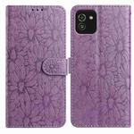 For Samsung Galaxy A03 Daisy Embossed Leather Phone Case(Light Purple)