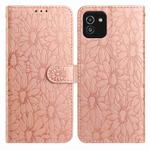For Samsung Galaxy A03 Daisy Embossed Leather Phone Case(Rose Gold)