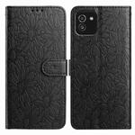 For Samsung Galaxy A03 Daisy Embossed Leather Phone Case(Black)