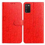 For Samsung Galaxy A02s EU Edition Daisy Embossed Leather Phone Case(Red)
