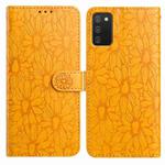 For Samsung Galaxy A02s EU Edition Daisy Embossed Leather Phone Case(Yellow)