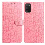 For Samsung Galaxy A02s EU Edition Daisy Embossed Leather Phone Case(Pink)