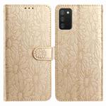 For Samsung Galaxy A02s EU Edition Daisy Embossed Leather Phone Case(Gold)