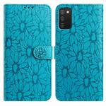 For Samsung Galaxy A02s EU Edition Daisy Embossed Leather Phone Case(Blue)