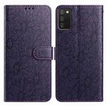 For Samsung Galaxy A02s EU Edition Daisy Embossed Leather Phone Case(Dark Purple)