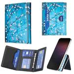 Color Painting Leather Horizontal Magnetic Wallet Card Bag Case(Plum Bossom)