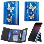 Color Painting Leather Horizontal Magnetic Wallet Card Bag Case(Gold Butterflies)