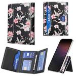 Color Painting Leather Horizontal Magnetic Wallet Card Bag Case(Red Flowers)