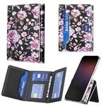 Color Painting Leather Horizontal Magnetic Wallet Card Bag Case(Rose)