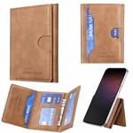 Oily Leather Horizontal Magnetic Wallet Card Bag Case(Light Brown)