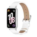 For Huawei Band 10 / 9 / 8 Mijobs Microfiber PU Leather Watch Band(White Silver)
