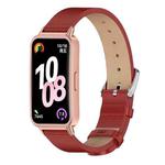 For Huawei Band 10 / 9 / 8 Mijobs Microfiber PU Leather Watch Band(Red Rose Gold)