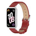 For Huawei Band 10 / 9 / 8 Mijobs Microfiber PU Leather Watch Band(Red Silver)
