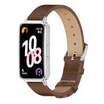 For Huawei Band 10 / 9 / 8 Mijobs Microfiber PU Leather Watch Band(Brown Silver)