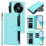 For itel RS4 Magnetic Closure 9 Card Slots Zipper Leather Case with Hand Strap(Mint Green)