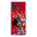 For Samsung Galaxy A21s Shockproof Painted Transparent TPU Protective Case(Flower Girl)