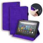 For Amazon Fire HD 8 (2020) Calf Texture Embossed Horizontal Flip Leather Case with Holder & Card Slots & Photo Frame(Purple)