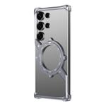 For Samsung Galaxy S22 Ultra 5G S Shaped 360 Holder Airbag Frameless MagSafe Metal Phone Case(Space Gray)