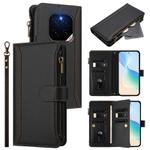For Honor GT Pro 5G Magnetic Closure 9 Card Slots Zipper Leather Case with Hand Strap(Black)