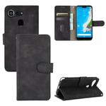 For Kyocera Android One S6 Solid Color Skin Feel Magnetic Buckle Horizontal Flip Calf Texture PU Leather Case with Holder & Card Slots & Wallet(Black)