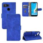 For Kyocera Android One S6 Solid Color Skin Feel Magnetic Buckle Horizontal Flip Calf Texture PU Leather Case with Holder & Card Slots & Wallet(Blue)