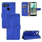 For Kyocera Gratina KYV48 Solid Color Skin Feel Magnetic Buckle Horizontal Flip Calf Texture PU Leather Case with Holder & Card Slots & Wallet(Blue)