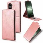 For OnePlus Ace 5 Racing Magnetic Vertical Flip Leather Phone Case with Buckle(Rose Gold)