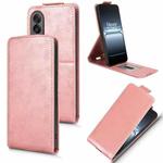 For OnePlus Ace 5 Ultra Magnetic Vertical Flip Leather Phone Case with Buckle(Rose Gold)