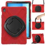 For Samsung Galaxy Tab S10 FE+ Silicone Hybrid PC Tablet Case with Holder & Shoulder Strap(Red)