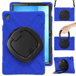 For Samsung Galaxy Tab S10 FE+ Silicone Hybrid PC Tablet Case with Holder & Shoulder Strap(Blue)