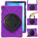 For Samsung Galaxy Tab S10 FE+ Silicone Hybrid PC Tablet Case with Holder & Shoulder Strap(Purple)