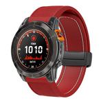 For Garmin 22mm Folding Magnetic Buckle Quick Release Silicone Watch Band(Red White)
