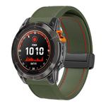 For Garmin 22mm Folding Magnetic Buckle Quick Release Silicone Watch Band(Army Green Red)