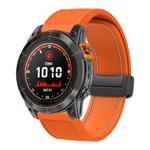 For Garmin 26mm Folding Magnetic Buckle Quick Release Silicone Watch Band(Orange White)