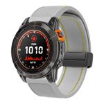 For Garmin 26mm Folding Magnetic Buckle Quick Release Silicone Watch Band(Grey Yellow)