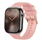 For Apple Watch 42mm / 41mm / 40mm / 38mm Plain Solid Color Rose Gold Buckle Silicone Watch Band(Pink)