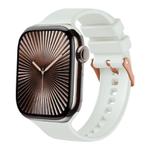 For Apple Watch 42mm / 41mm / 40mm / 38mm Plain Solid Color Rose Gold Buckle Silicone Watch Band(Fog Gray)