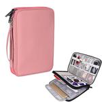 SM01 Multi-function Waterproof Double Layer Data Cable Earphone U Disk Digital Accessories Storage Bag, Size: S(Pink)