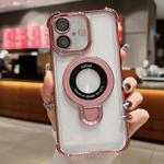 For iPhone 16 Plus Space Shield MagSafe Holder Shockproof Phone Case(Rose Gold)