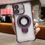 For iPhone 16 Space Shield MagSafe Holder Shockproof Phone Case(Purple)