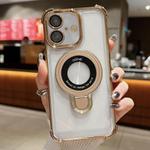 For iPhone 16 Space Shield MagSafe Holder Shockproof Phone Case(Desert Gold)
