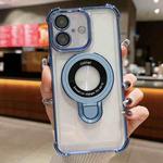 For iPhone 16 Space Shield MagSafe Holder Shockproof Phone Case(Sierra Blue)