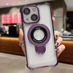For iPhone 14 Plus Space Shield MagSafe Holder Shockproof Phone Case(Purple)