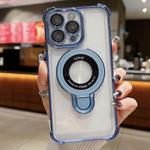 For iPhone 13 Pro Space Shield MagSafe Holder Shockproof Phone Case(Sierra Blue)